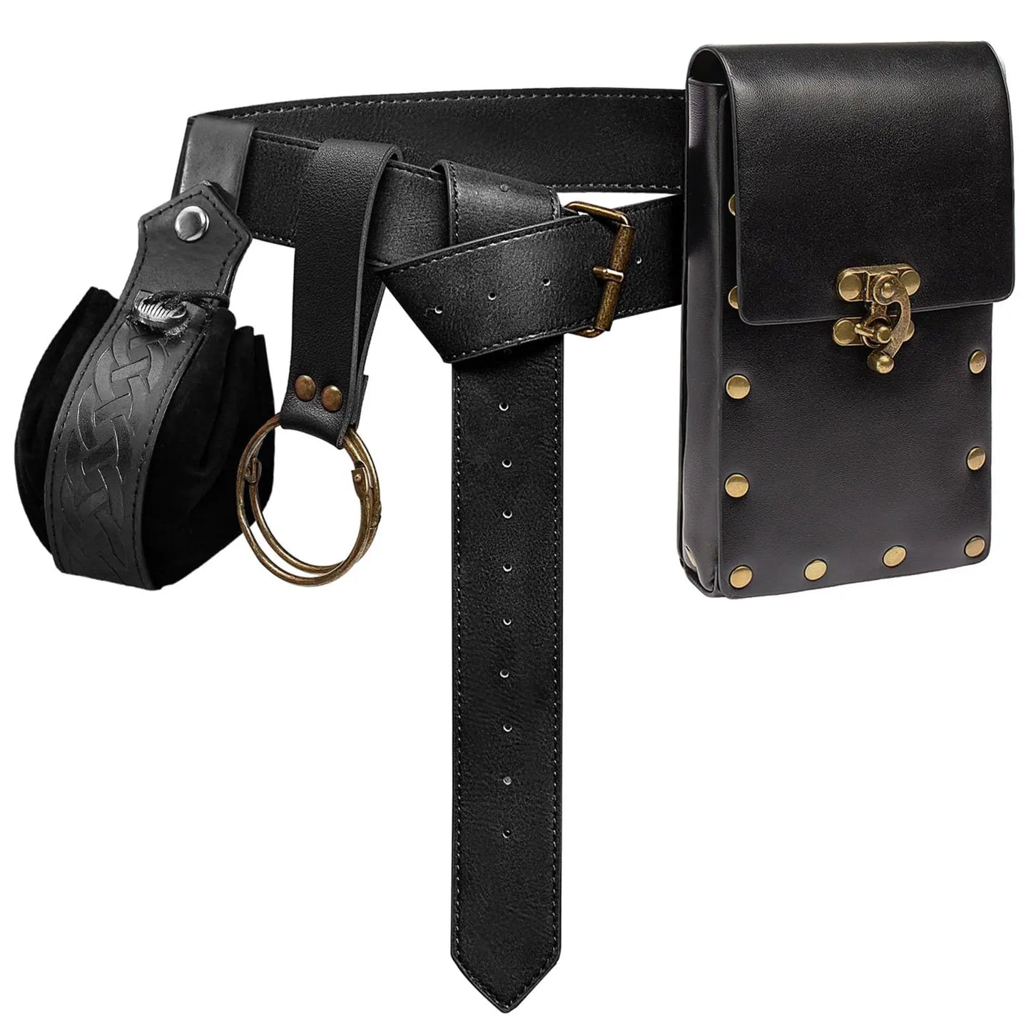 4PCS/1PCS MedievalCosplayLeather Belt Copper Coin Waist Bag Renaissance Dress Steam Belt Role Playing Halloween Belt Set Cosplay