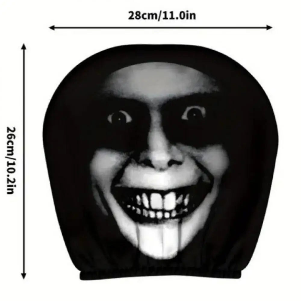 Halloween Decoration Black Skull Car Print Headrest Cover Universal Stretchy Spooky Fun Universal Head Cover