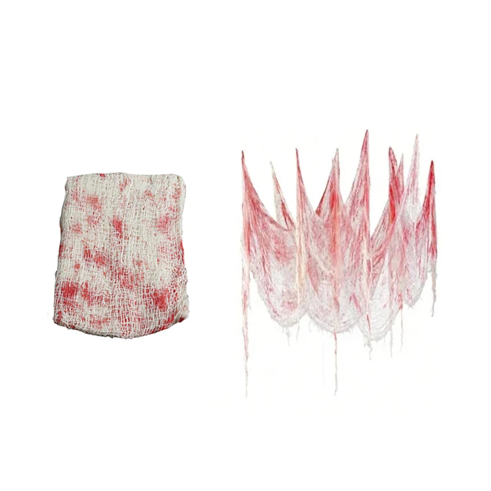 Halloween Bloody Gauze Decorations,Horror Bloody Cloth Bandage,Door Curtainsss,Halloween Haunted House Party Props