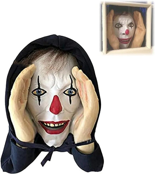 Scary Peeper Freak Halloween Decoration Clown Indoor and Outdoor Window Hanging Mask for Spooky House Party Scares
