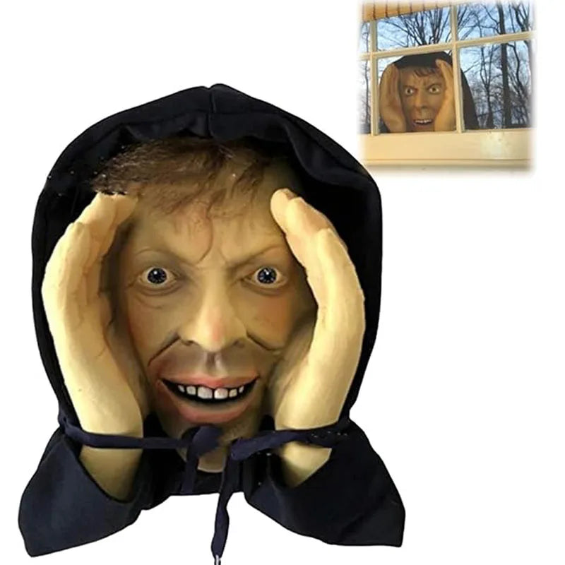 Scary Peeper Freak Halloween Decoration Clown Indoor and Outdoor Window Hanging Mask for Spooky House Party Scares