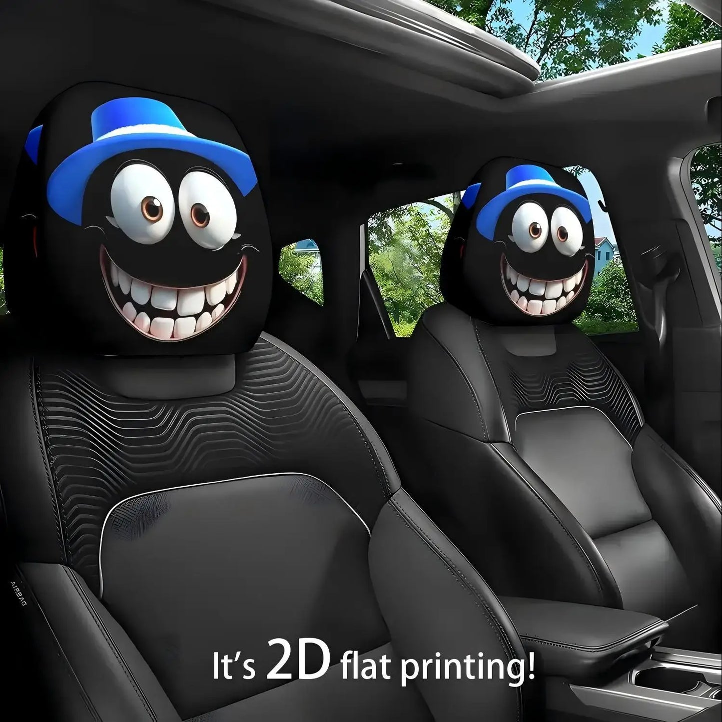 Halloween Decoration Black Skull Car Print Headrest Cover Universal Stretchy Spooky Fun Universal Head Cover