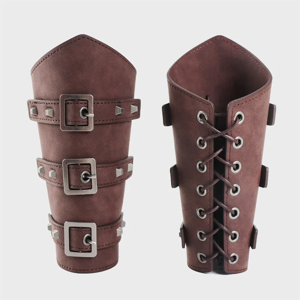 5PCS Men's Renaissance Costume Sets Medieval Arm Wrist Halloween Viking Belt Faux Leather Belt Pouch LARP Cosplay Accessories