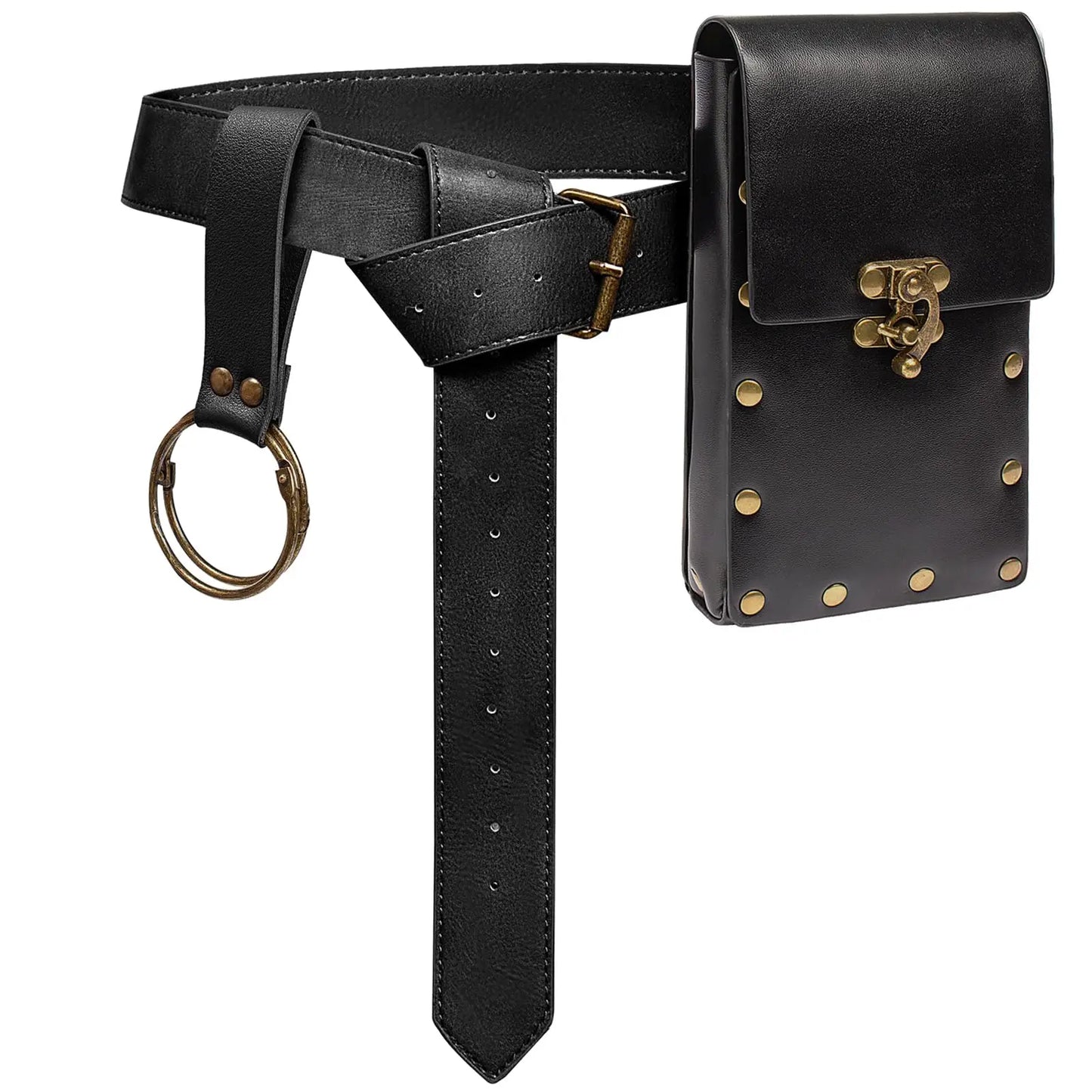 4PCS/1PCS MedievalCosplayLeather Belt Copper Coin Waist Bag Renaissance Dress Steam Belt Role Playing Halloween Belt Set Cosplay