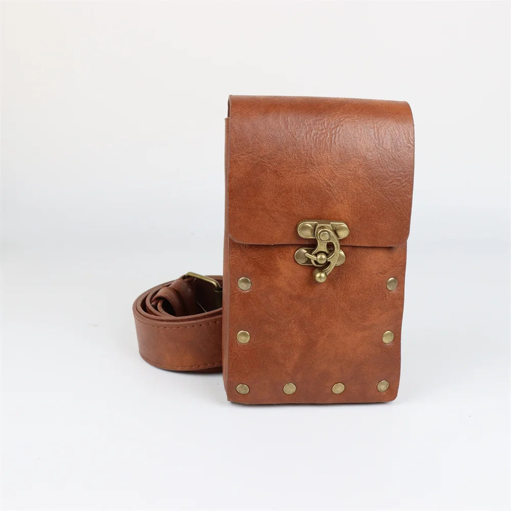 4PCS/1PCS MedievalCosplayLeather Belt Copper Coin Waist Bag Renaissance Dress Steam Belt Role Playing Halloween Belt Set Cosplay