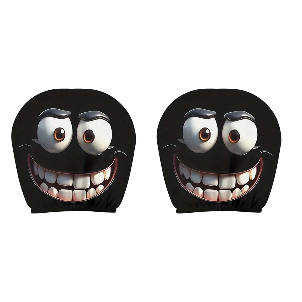 Halloween Decoration Black Skull Car Print Headrest Cover Universal Stretchy Spooky Fun Universal Head Cover