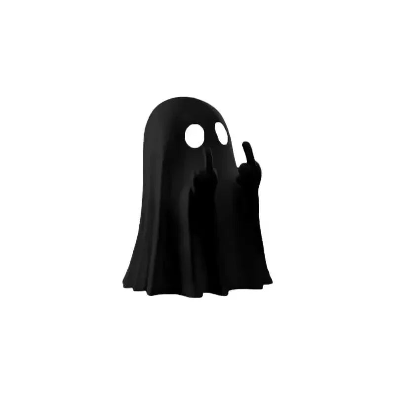 Car Decorate Luminous Middle Finger Cute Ghost Statue Small Scary Ghost Figurines Halloween Decoration Home Table Ornaments